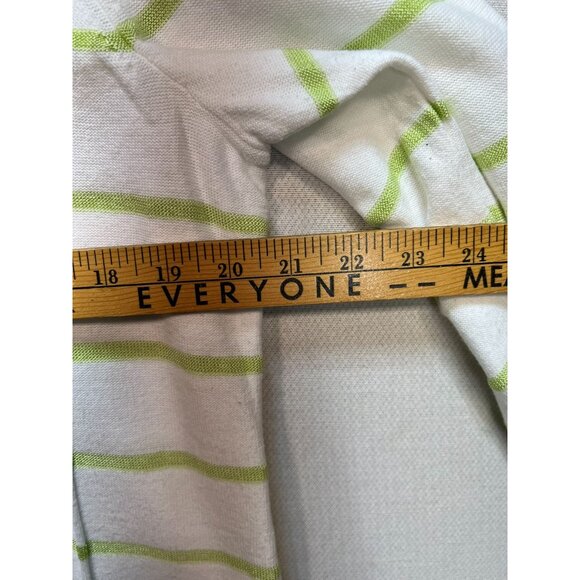 Christopher & Banks Womens Button Up Cardigan Sweater Size XL White Green Stripe - Picture 10 of 12